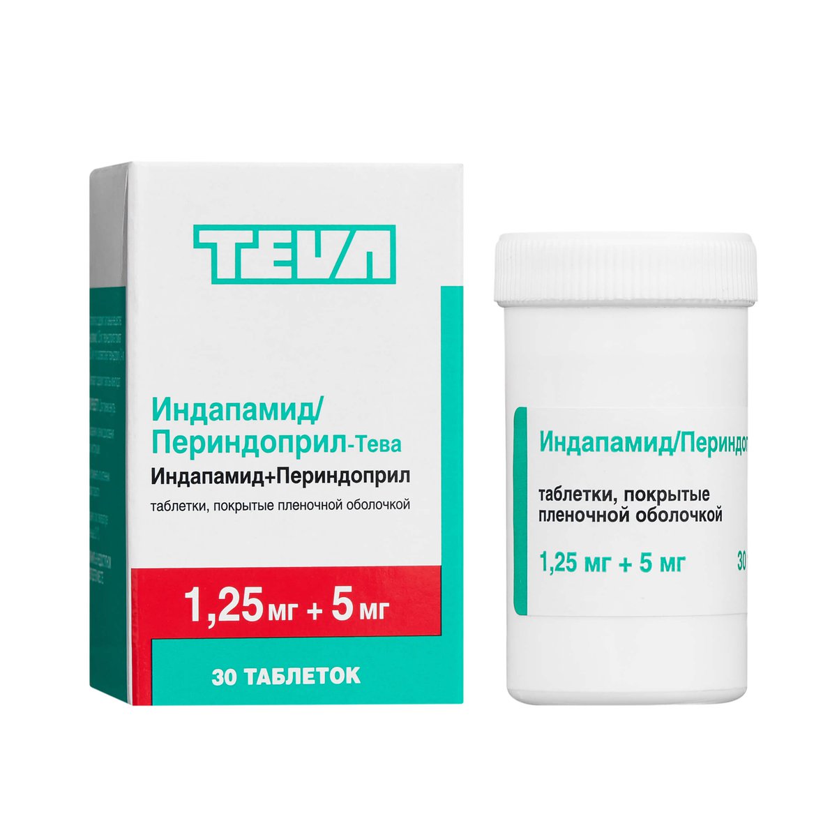 Индапамид/Периндоприл-Тева (таблетки, 30 шт, 1,25+5 мг) - цена,  .