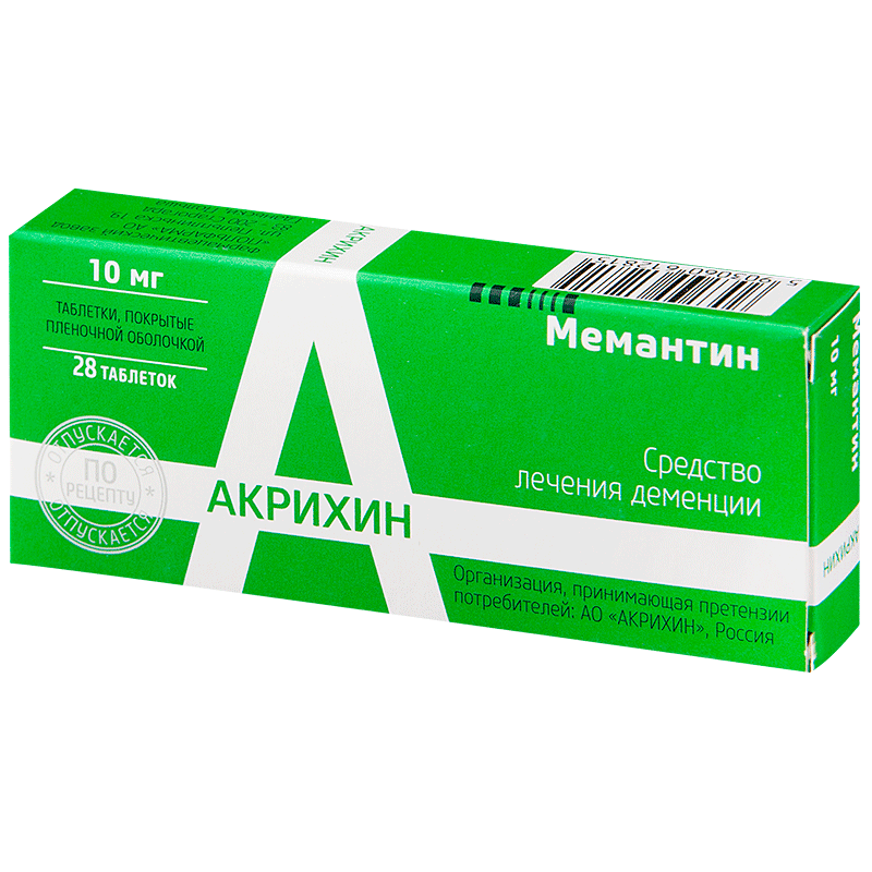 Мемантин (таблетки, 28 шт, 10 мг) - цена,  онлайн  .