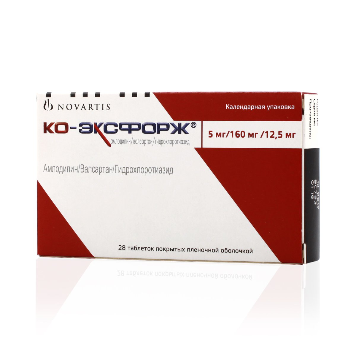 Ко-Эксфорж (таблетки, 28 шт, 5 + 160 + 12,5 мг/мг/мг, для приема внутрь .