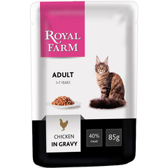 Корм для кошек ROYAL FARM курица в соусе конс. пауч