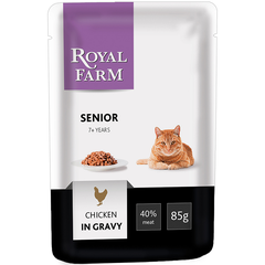 Корм для кошек ROYAL FARM старше 7 лет курица в соусе конс. пауч