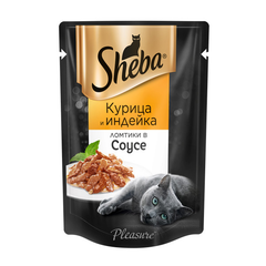 Корм для кошек SHEBA Pleasure ломтики в соусе курица и индейка конс. пауч