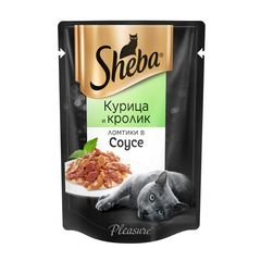 Корм для кошек SHEBA Pleasure ломтики в соусе курица и кролик конс. пауч