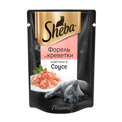 Корм для кошек SHEBA Pleasure ломтики в соусе форель и креветки конс. пауч