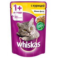 Корм для кошек WHISKAS мини-филе курица желе конс. пауч