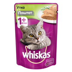 Корм для кошек WHISKAS паштет с уткой конс. пауч