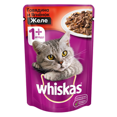 Корм для кошек Whiskas говядина, ягненок в желе конс.