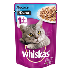 Корм для кошек Whiskas желе с лососем конс.