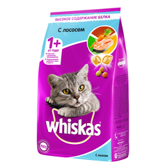 Корм для кошек Whiskas подушечки с паштетом лосось, тунец, креветки сух.