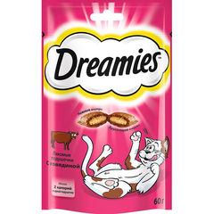 Лакомство для кошек DREAMIES лакомые подушечки с говядиной