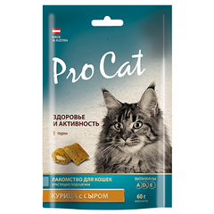 Лакомство для кошек PRO CAT Подушечки Здоровье и активность Курица/Сыр