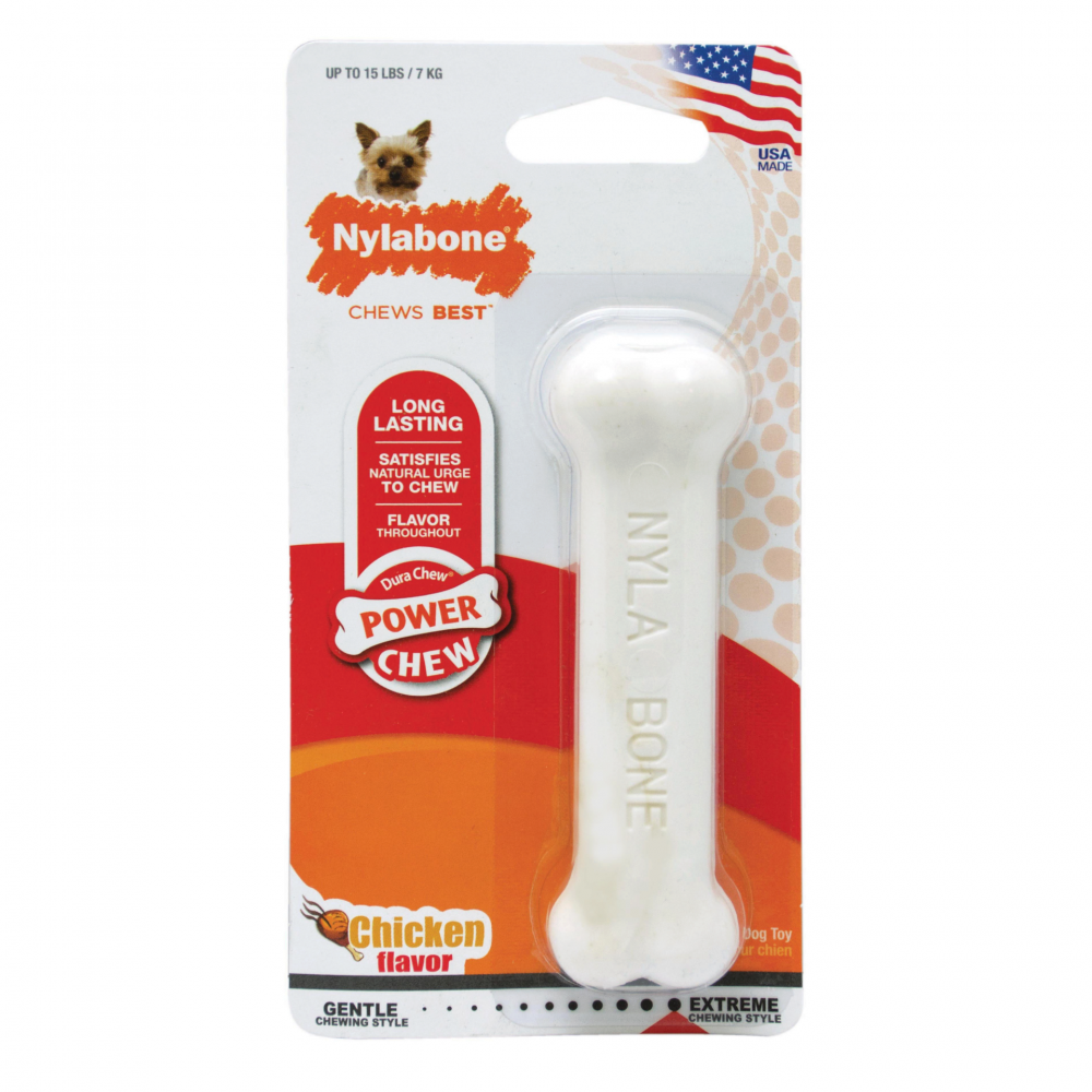 Игрушка для собак NYLABONE Косточка экстра жесткая с ароматом курицы XS (33  г) - цена, купить онлайн в Москве, интернет-магазин зоотоваров - Все аптеки