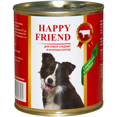 Корм для собак HAPPY FRIEND для средних и крупных пород с говядиной и сердцем