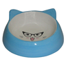 Миска для животных FOXIE Cat in Glasses голубая керамическая 14,7х14,7х6,3см