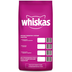 Корм для кошек WHISKAS подушечки с паштетом для стерилизованных курица сух.