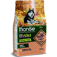 Корм для собак MONGE BWild Grain Free беззерновой лосось с горохом сух.