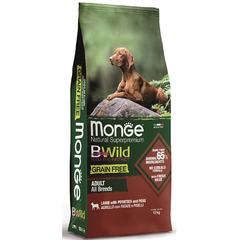 Корм для собак MONGE BWild Grain Free беззерновой мясо ягненка с картофелем и горохом сух.