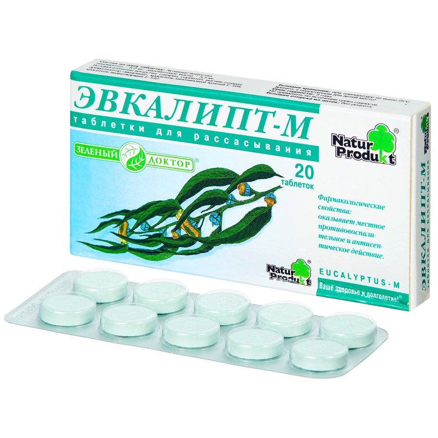 Эвкалипт-М (таблетки, 20 шт, для рассасывания, для полости рта) - цена .
