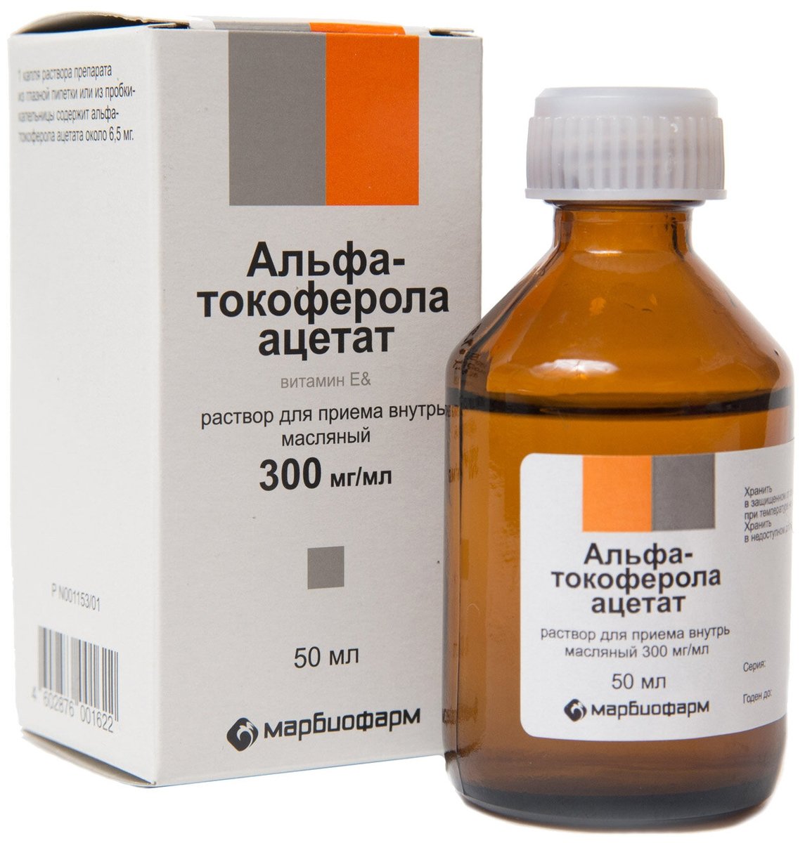 Альфа-токоферола ацетат (раствор, 1 шт, 50 мл, 300 мг / мл, для приема .